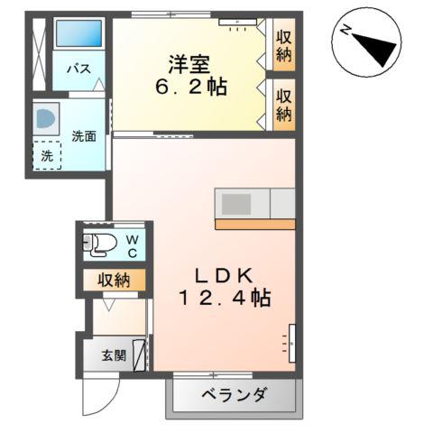 ティーフォレスト(1LDK/1階)の間取り写真