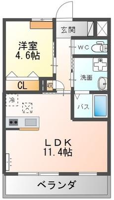 NOVEMBRE令和(1LDK/1階)の間取り写真