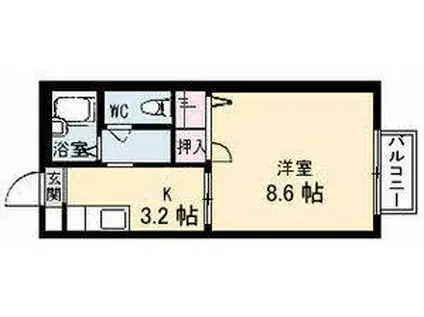 コーポ南吉方(1K/2階)の間取り写真