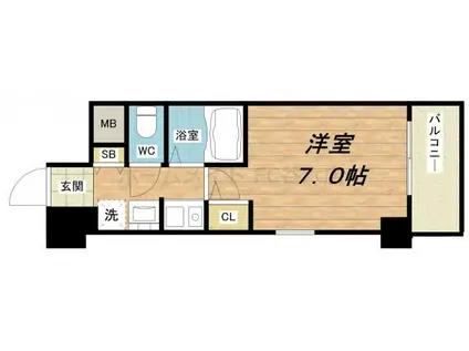 エスリード上本町北(1K/2階)の間取り写真