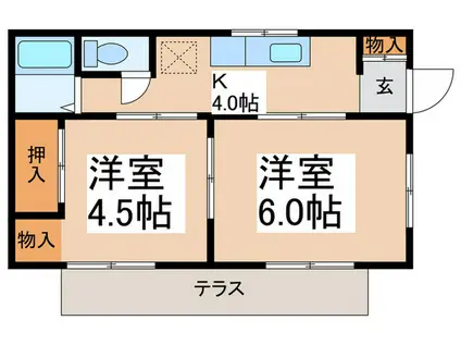 ハイツマスダ(2K/1階)の間取り写真