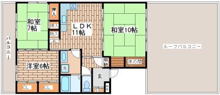 ベルメゾン井上(3LDK/6階)の間取り写真