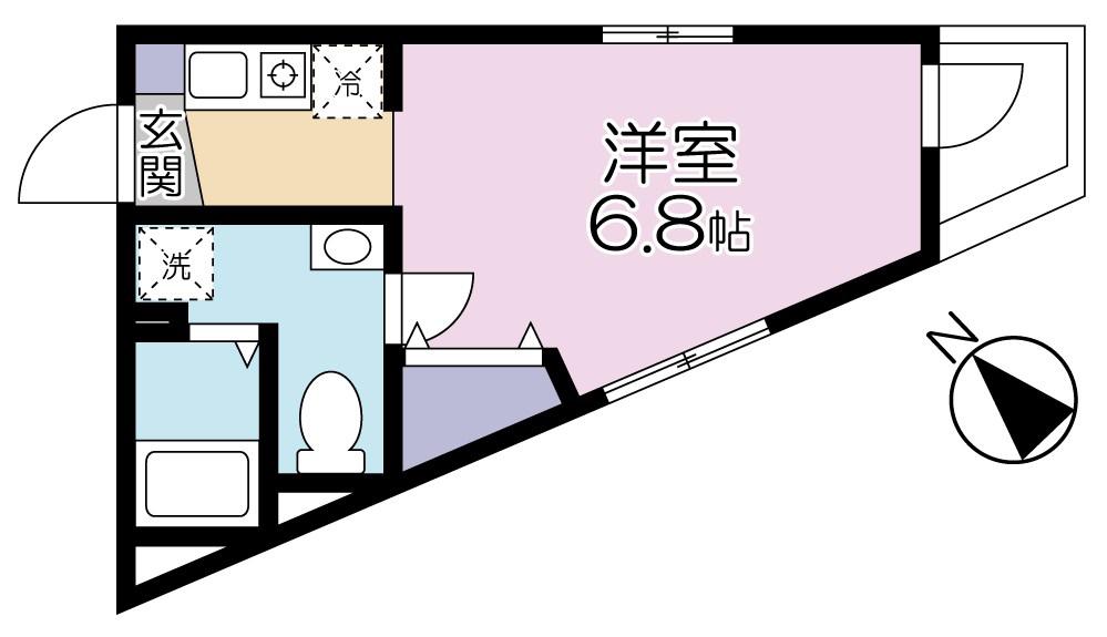 APARTMENT Α(1K/2階)の間取り写真