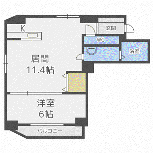 S-FORT南郷通(1LDK/2階)の間取り写真