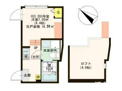 ハーモニーテラス足立III(ワンルーム/1階)の間取り写真