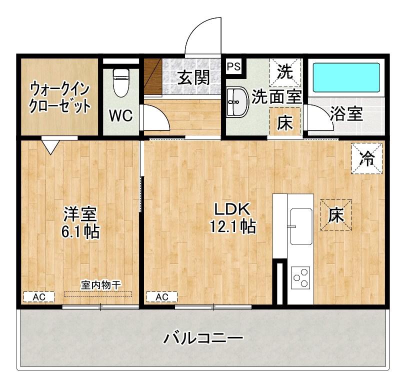 D-ROOM原町(1LDK/2階)の間取り写真