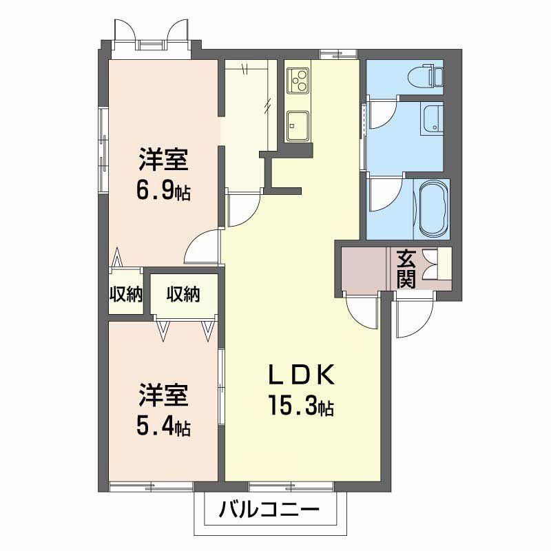 ベルメゾン裾花(2LDK/1階)の間取り写真