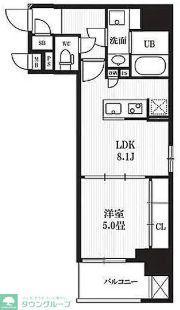 PEAKS神田(1LDK/8階)の間取り写真