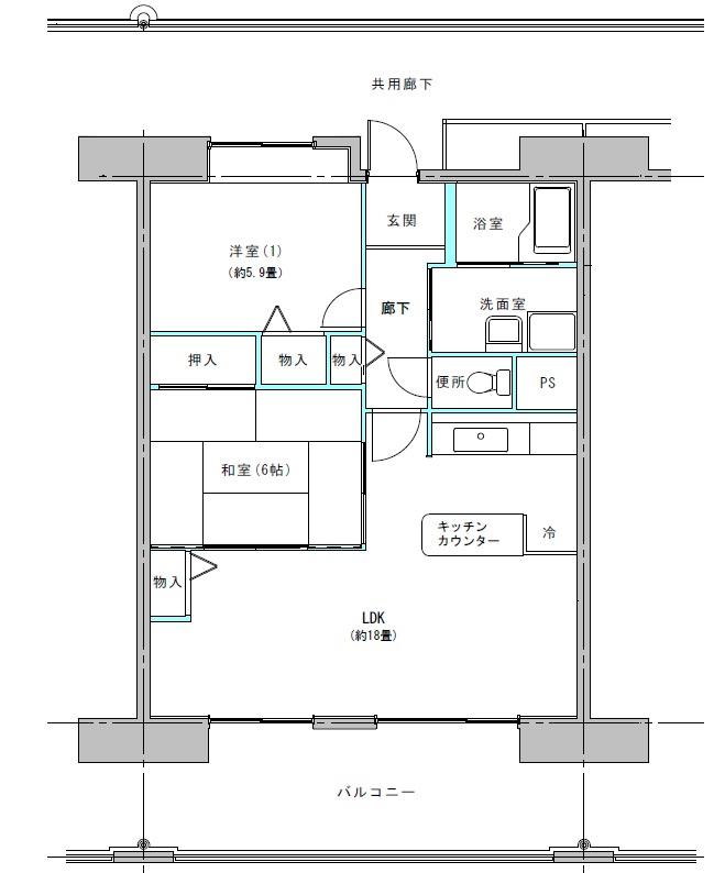 コーシャハイツ中野(2LDK/2階)の間取り写真