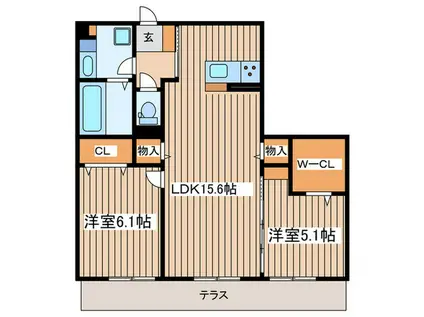 ラ・ルーチェ湘南(2LDK/1階)の間取り写真