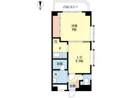 サンホワイト笹口(1LDK/3階)の間取り写真