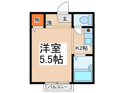 スタジオアルファ(ワンルーム/2階)の間取り写真