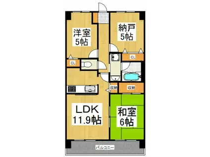 グラディート久米川(2SLDK/3階)の間取り写真