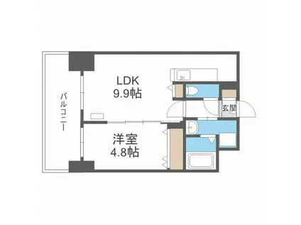 プライマル札幌桑園旧サムティ桑園レジデンス(1LDK/6階)の間取り写真