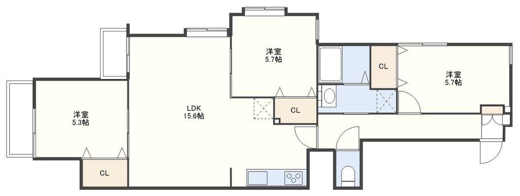 シーアンドスター赤迫(3LDK/4階)の間取り写真