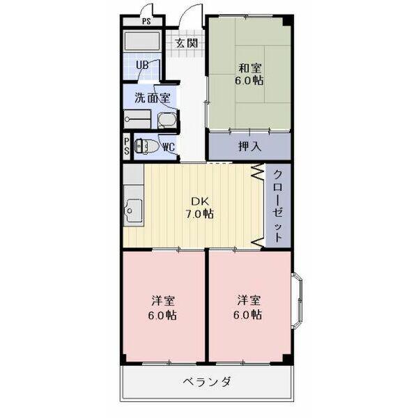 LIMPIAグランメール(3DK/2階)の間取り写真