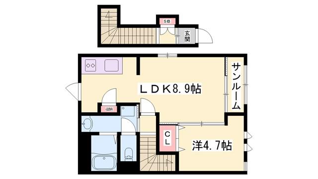 BERG4.5(1LDK/2階)の間取り写真