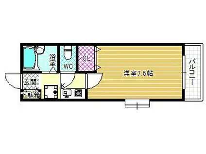 センターフィールドパートIII(1K/3階)の間取り写真