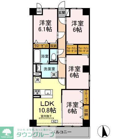 グランヴェールにしすな(4LDK/2階)の間取り写真