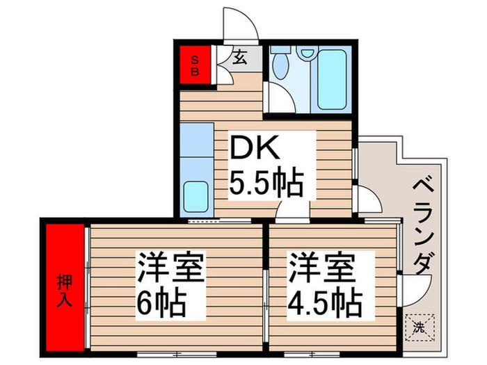 ラクアガーデン(2DK/2階)の間取り写真
