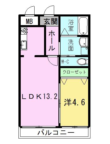 フォーレスト壱番館(1LDK/2階)の間取り写真