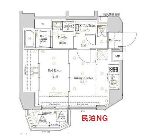 敷礼ゼロゼロ LOG初台 マンション P(1DK/6階)の間取り写真