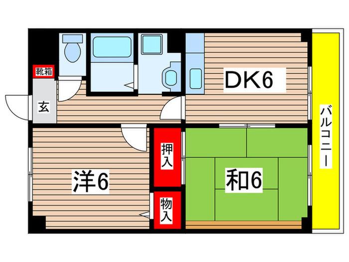 シャルムハイツ(2DK/2階)の間取り写真
