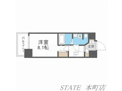 ルーエ天満橋(1K/11階)の間取り写真