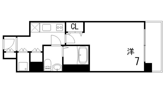 KTG RESIDENCE 芦屋西(1K/1階)の間取り写真