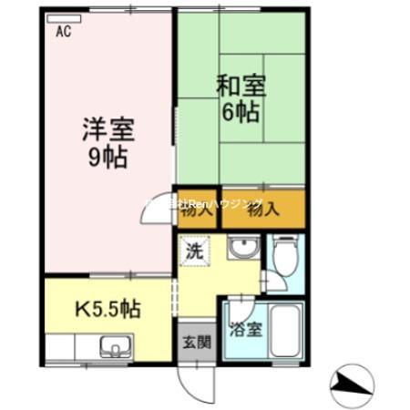 尾方ハイツ(2K/2階)の間取り写真