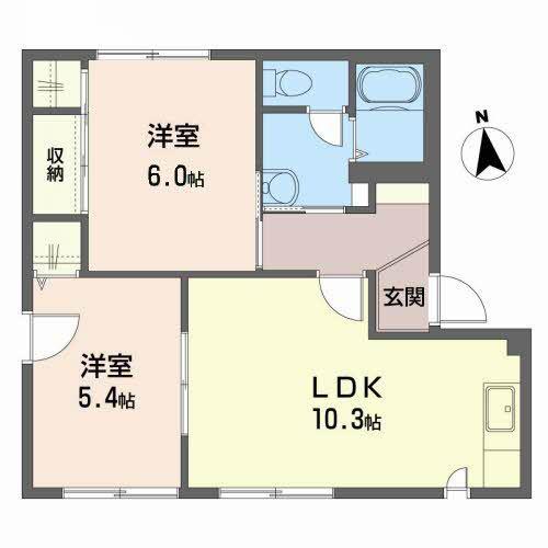 ヴァンセンヌ広面C(2LDK/1階)の間取り写真