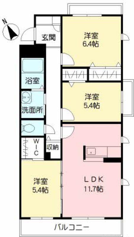 MAST中井 A棟(3LDK/2階)の間取り写真