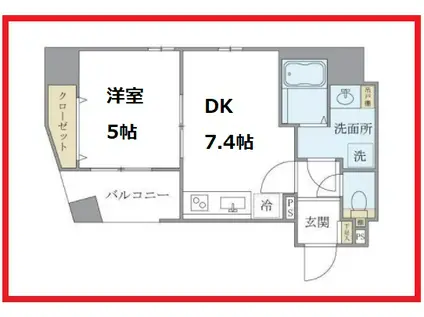 ケイディーエックスレジデンス元浅草(1DK/4階)の間取り写真