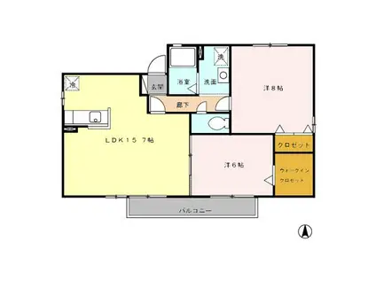 カサグランデB棟(2LDK/1階)の間取り写真