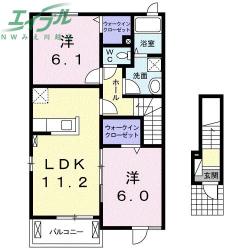 エスペランサ IV(2LDK/2階)の間取り写真