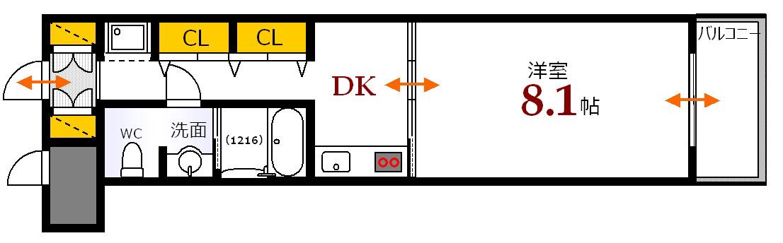新白島東亜ビル(1DK/2階)の間取り写真