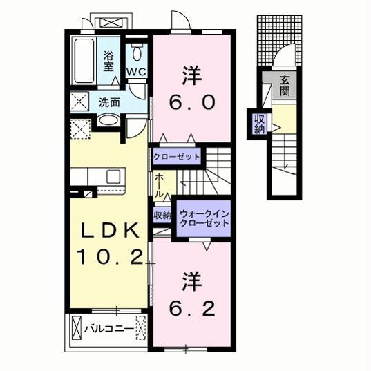 グランド II(2LDK/2階)の間取り写真