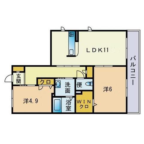 ボヌール(2LDK/2階)の間取り写真