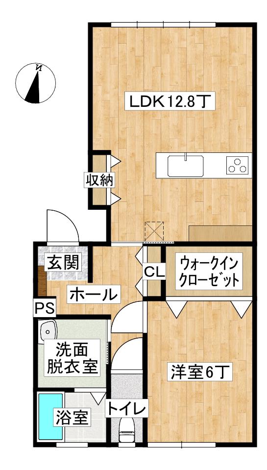 ユアフルJ長坂(1LDK/2階)の間取り写真
