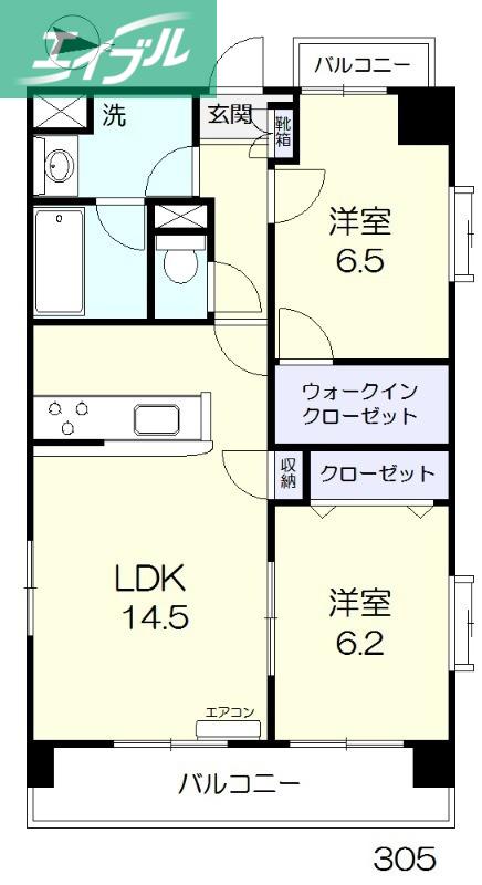 WIN北方(2LDK/6階)の間取り写真