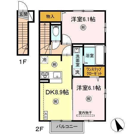 アベリア358(2DK/2階)の間取り写真