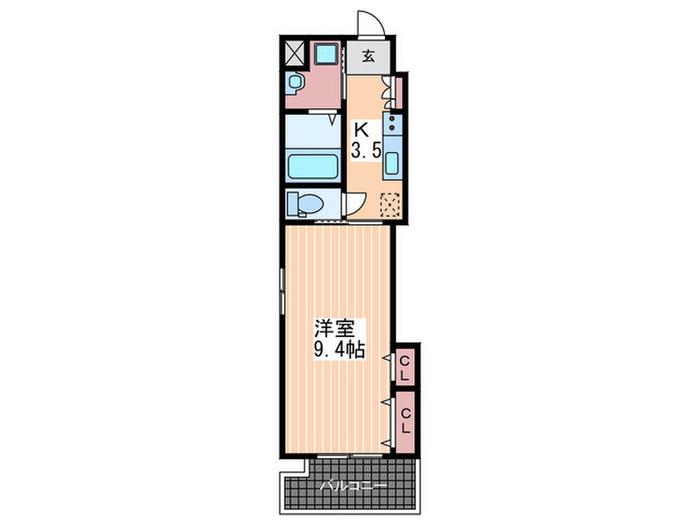ノーブル縮景園(1K/7階)の間取り写真