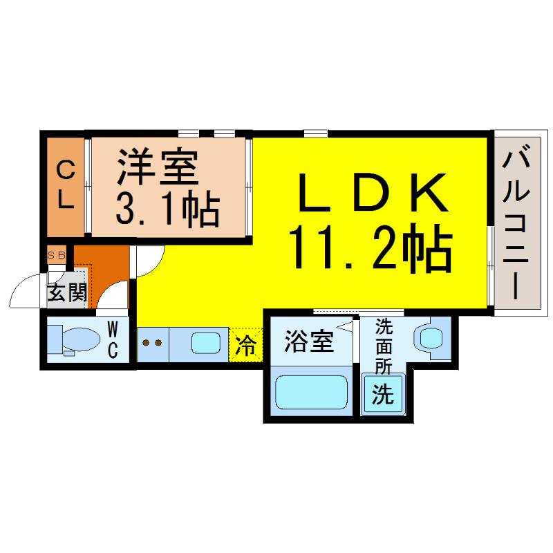 GRANDTIC 神宮南(1LDK/1階)の間取り写真