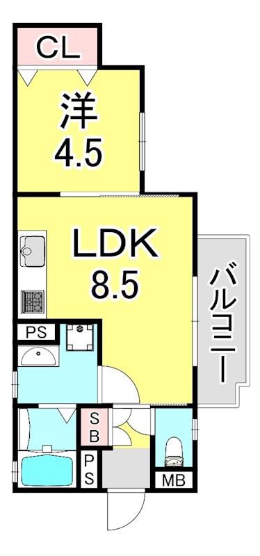 ヤーナパレス ノース(1LDK/3階)の間取り写真