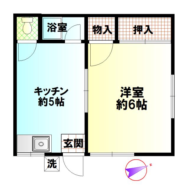 小野荘A(1DK/2階)の間取り写真
