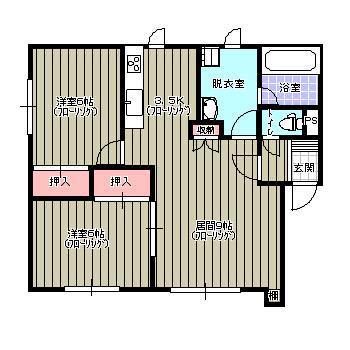 メゾンアンソレイエ(2LDK/2階)の間取り写真