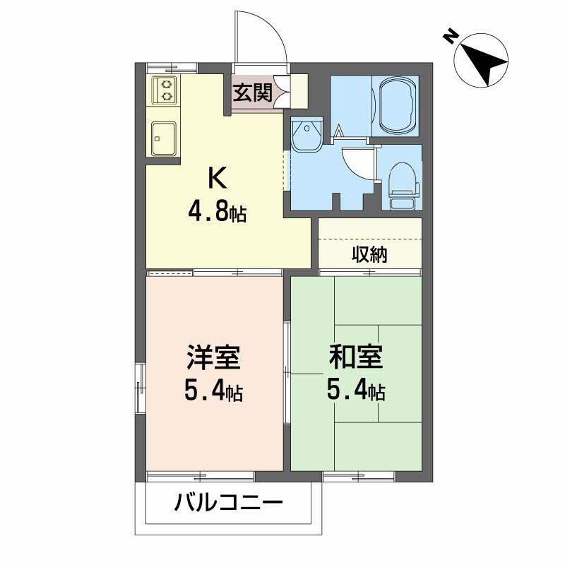ディアスZENB(2K/2階)の間取り写真