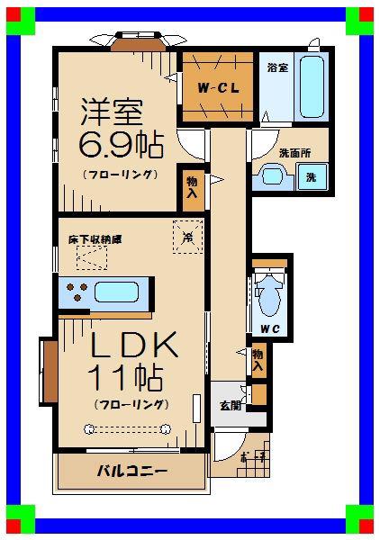 CALME(1LDK/1階)の間取り写真