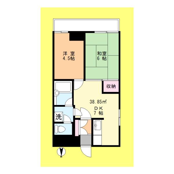 アーバンハイツ綾瀬(2DK/4階)の間取り写真