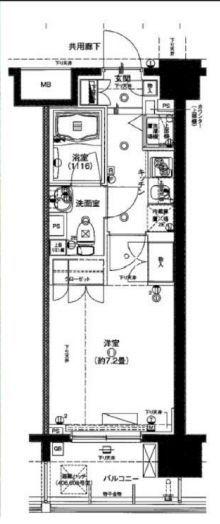 AXAS-WILL 四谷3丁目 STA(1K/2階)の間取り写真
